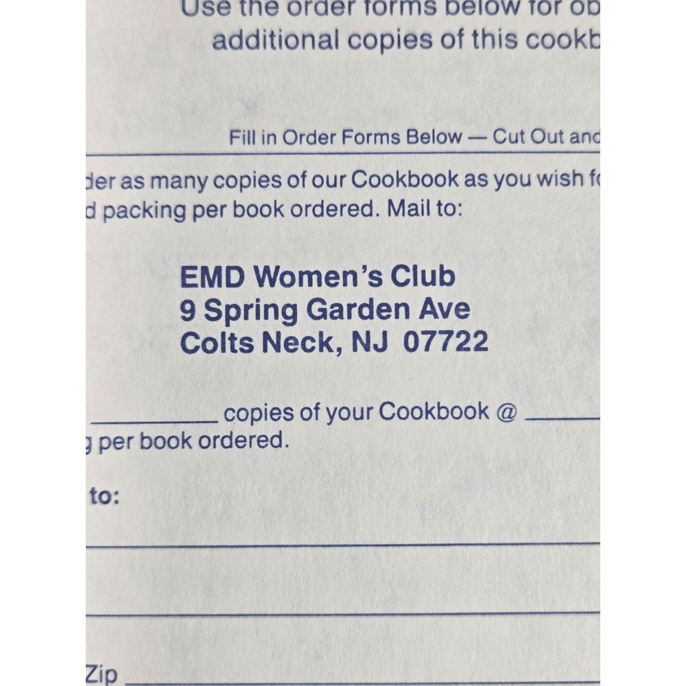 EMD Women's Club Cookbook Cook Book Colts Neck New Jersey 1986‎ Recipe Book - Picture 11 of 12